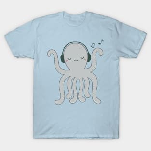 Kawaii Cute Octopus Loves Music T-Shirt